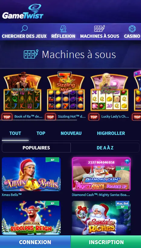 l'application mobile GAMETWIST CASINO